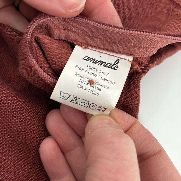 Animale Women’s Rust Linen Cropped Wide Leg Flat Front Pants Size Large - Picture 5 of 13